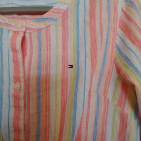 Tommy Hifiger long sleeve button down stripe dress with drawstring XS - Picture 4 of 13